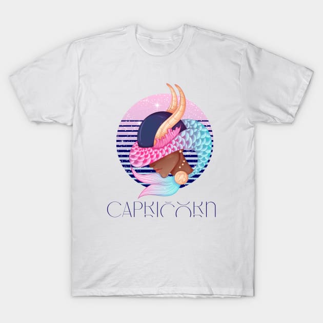 Capricorn Zodiac Sign | Circle Beautiful Girl T-Shirt by Violete Designs